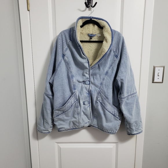 H&M Denim Sherpa Lined Jacket Coat - Picture 2 of 8